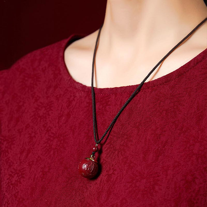 Buddha Stones cinabrio Om Mani Padme Hum atraen la bendición de la fortuna colgante de collar de cuentas de la suerte