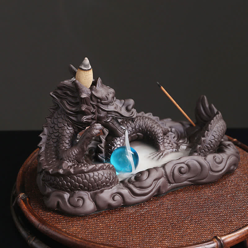 Decoración del quemador de incienso con protección de flores de Dragon Playing Ball