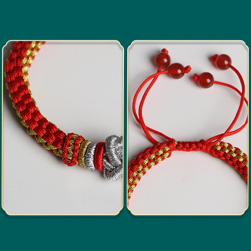 Pulsera hecha a mano con Buddha Stones, cuerda colorida, nudo de amor verdadero, suerte