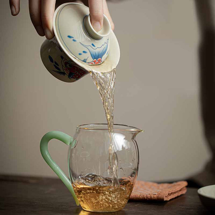 Buddha Stones Koi Arowana cerámica Gaiwan Sancai taza de té Kung Fu con tapa 130ml
