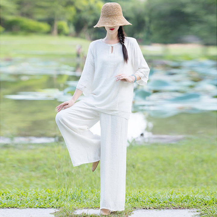 Conjunto de ropa de práctica matutina espiritual Zen para meditación y oración de Tai Chi, conjunto para mujer - image 9