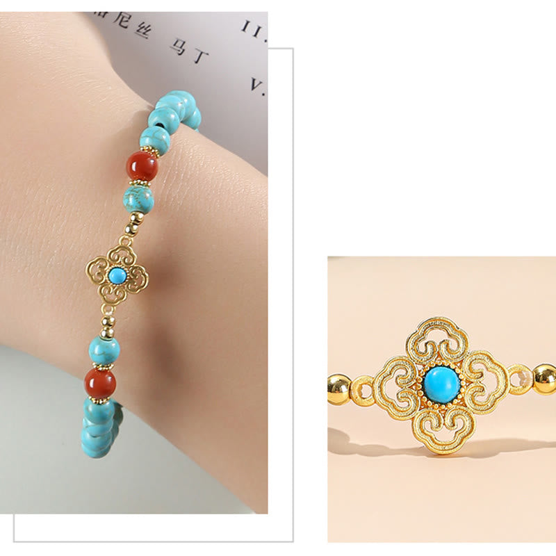Pulsera de equilibrio de protección de cuentas turquesas de Buddha Stones
