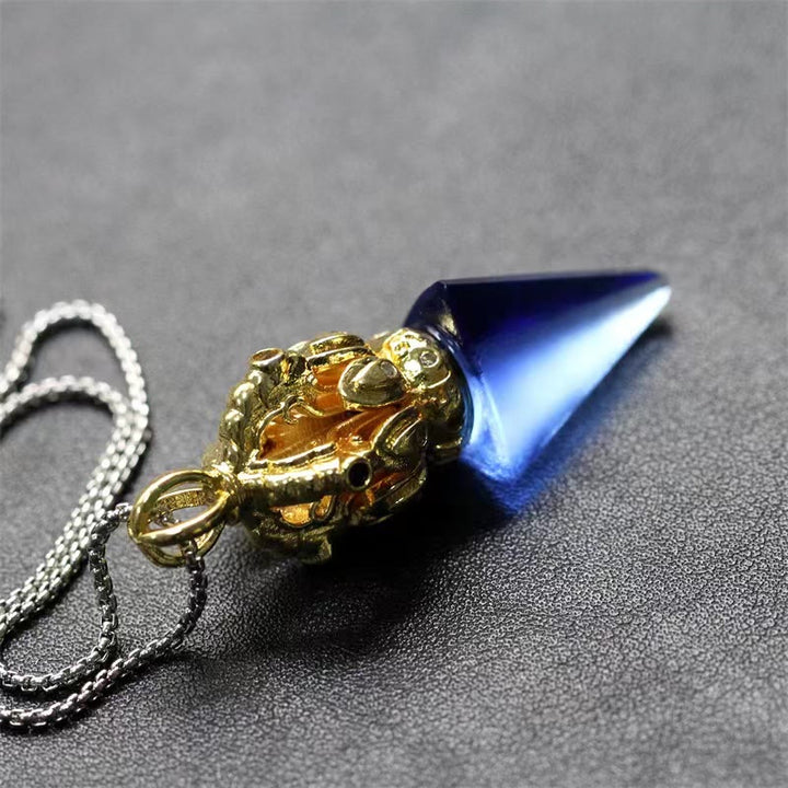 Buddha Stones tibetano Dorje Vajra 4 puntas Lotus Liuli cristal fuerza collar colgante - image 2