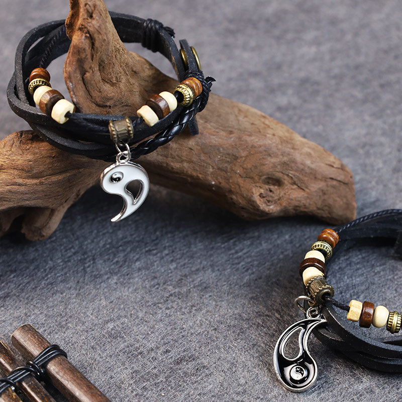 Pulsera de equilibrio de pareja con colgante Yin Yang
