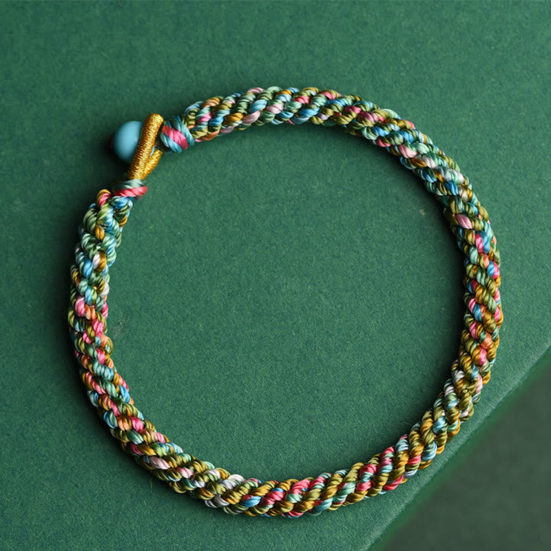 Pulsera trenzada hecha a mano para niños y adultos con Buddha Stones, cuerda colorida, suerte
