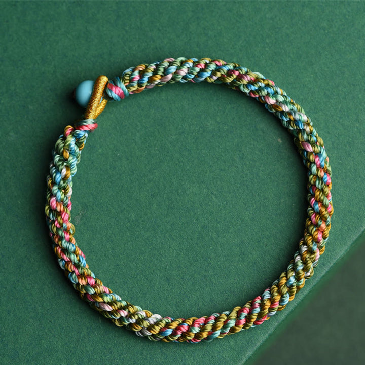 Pulsera trenzada hecha a mano para niños y adultos con Buddha Stones, cuerda colorida, suerte