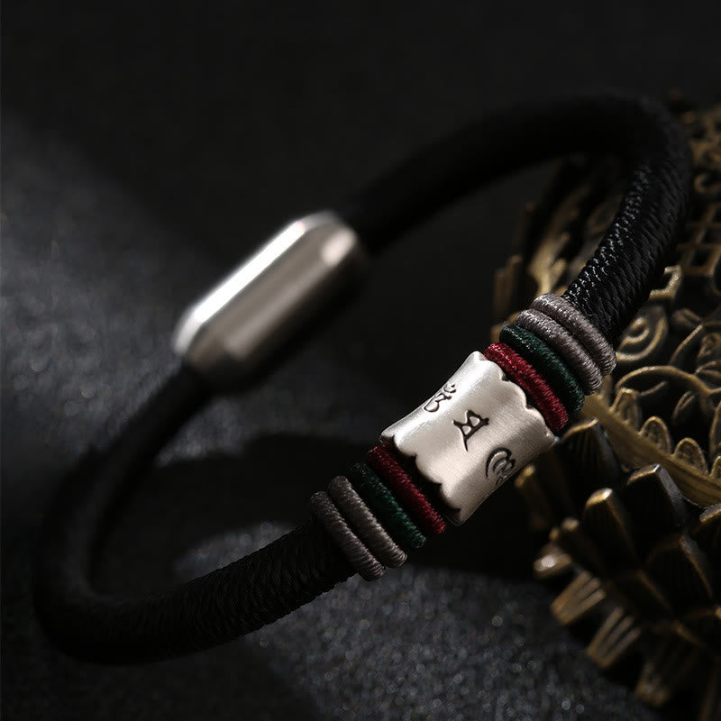 Pulsera con hebilla magnética de plata de ley 999 con Buddha Stones Om Mani Padme Hum Peace