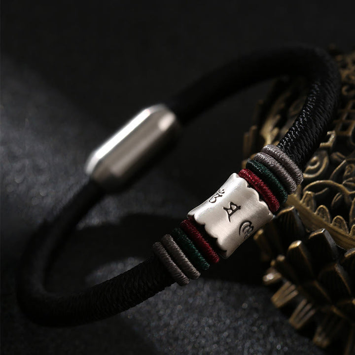 Pulsera con hebilla magnética de plata de ley 999 con Buddha Stones Om Mani Padme Hum Peace