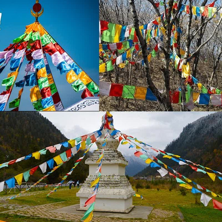 Bandera tibetana de oración al aire libre, 5 colores, caballo de viento, felicidad, auspicioso