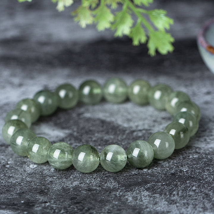Pulsera de riqueza de bendición de cristal verde natural con Buddha Stones
