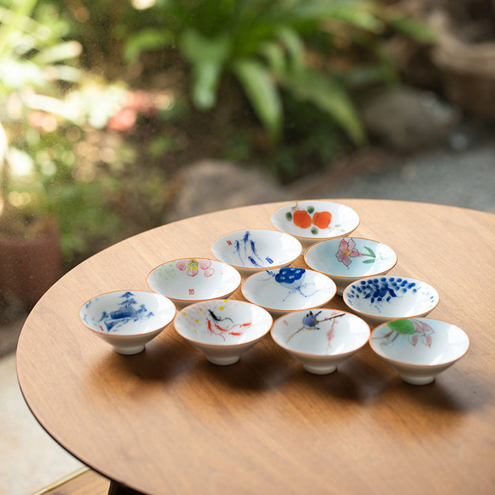 Taza de té de Kung Fu con Buddha Stones, flor de Mandala, pez Koi, pájaro de loto, caquis, 50ml