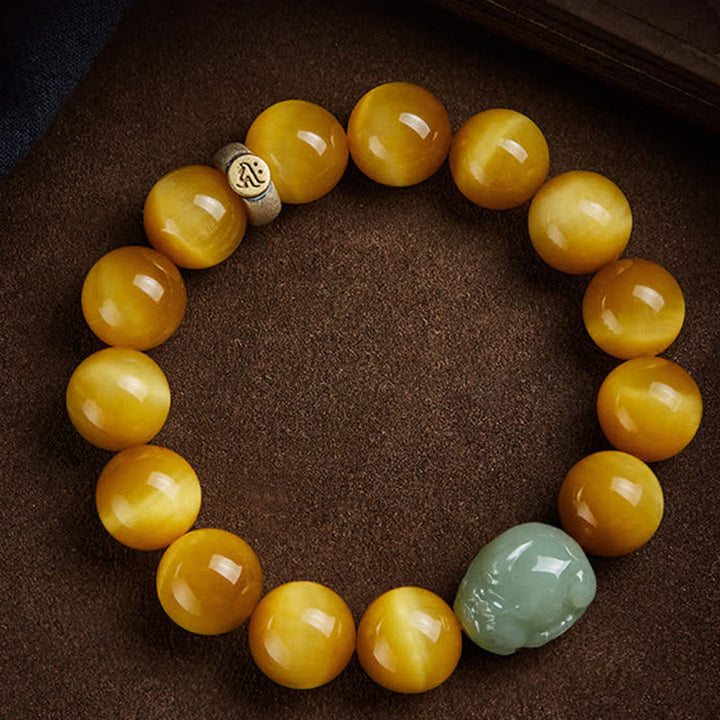Pulsera de protección de jade Pixiu, ojo de tigre, Buda natal del zodiaco chino