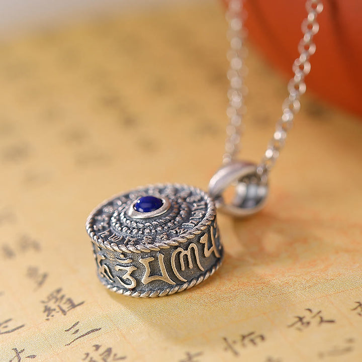 Collar con colgante de plata de ley 925 con Buddha Stones , Om Mani Padme Hum, lazurita, lapislázuli, amor y paz - image 3