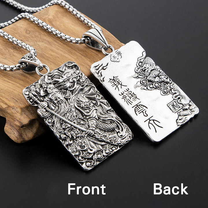 Colgante de collar de riqueza con Buddha Stones, dragón Guan Gong, nubes propicias
