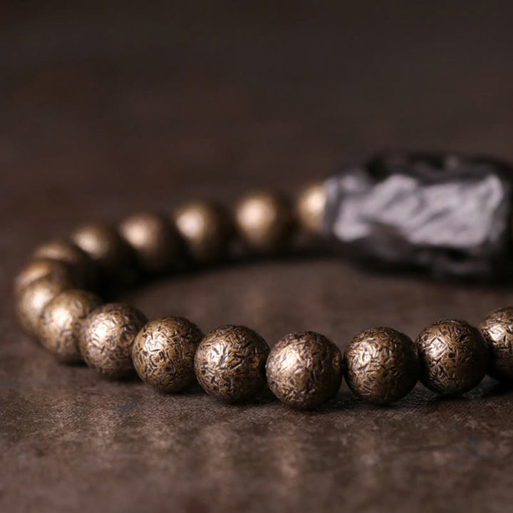 Pulsera con cuentas de equilibrio de la paz, cobre, madera de ébano del Tíbet, Buddha Stones