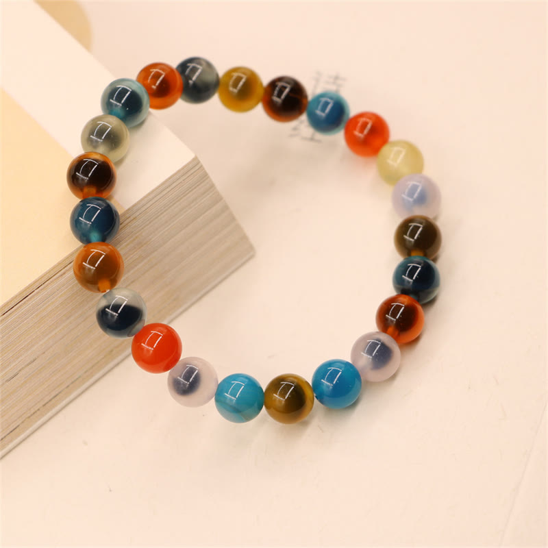 Pulsera colorida de cuentas de fuerza curativa de ágata de caramelo