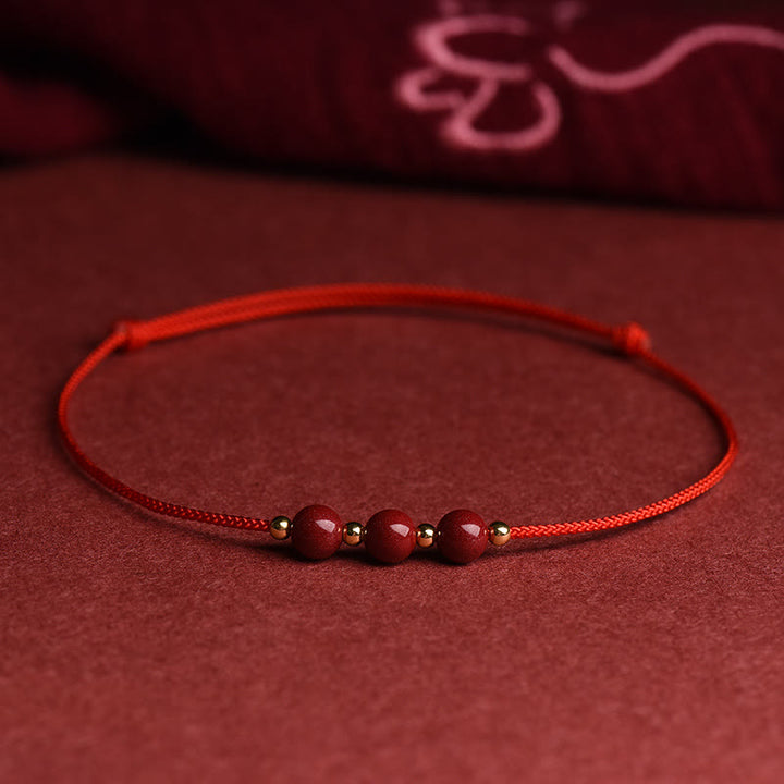 Pulsera tobillera con cuentas de cinabrio de la suerte naturales con Buddha Stones