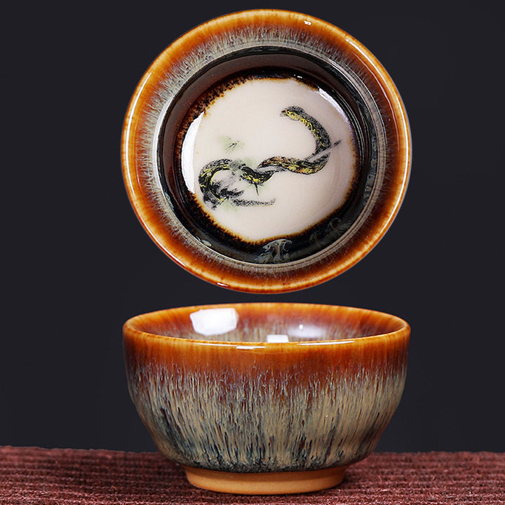 Taza de té de cerámica con diseño del zodíaco chino, 12 Buddha Stones, Kung Fu Jian, taza de té chino Zhan, 73ml