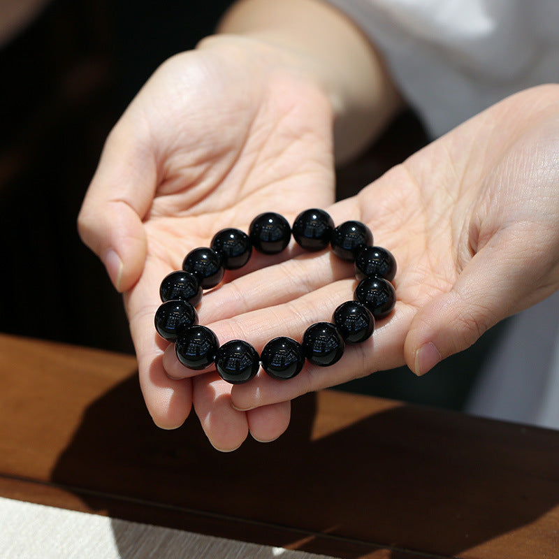 Pulsera de la fortuna de ónix negro natural con Buddha Stones