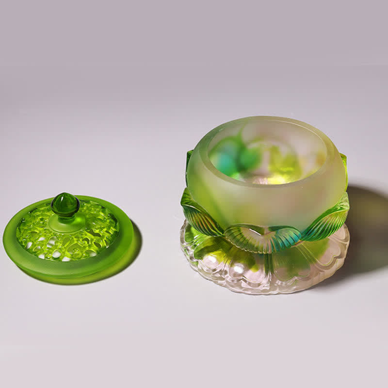 Pieza de arte de cristal Liuli hecha a mano de loto Feng Shui, decoración para el hogar y la Oficina - image 17