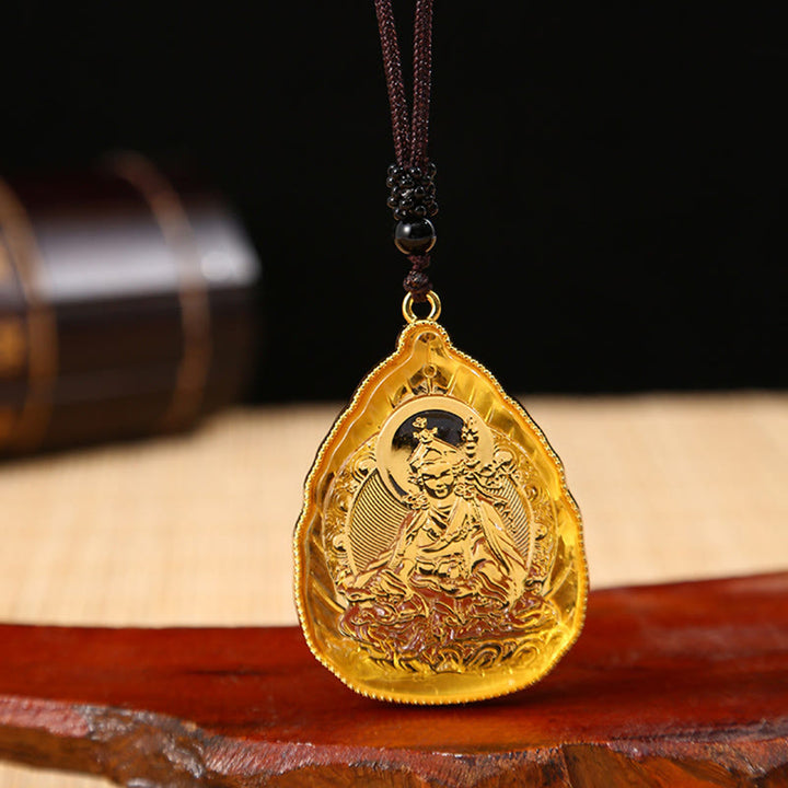 Colgante de collar de serenidad de cristal Liuli de Buda tibetano - Buda amarillo - image 7