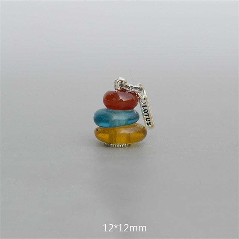 Collar con Buddha Stones Zen Cairn Labradorita con varios cristales - Colgante de cuentas de vidrio de ágata roja, azul agua y ámbar de 12 x 12 mm - image 16