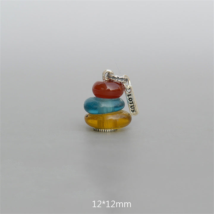 Collar con Buddha Stones Zen Cairn Labradorita con varios cristales - Colgante de cuentas de vidrio de ágata roja, azul agua y ámbar de 12 x 12 mm - image 16