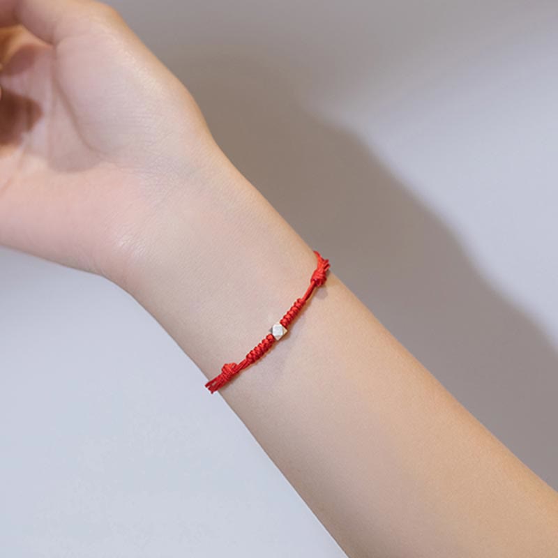 Pulsera trenzada de cordón fino rojo con cuentas de la suerte y Buddha Stones de plata de ley 925. - image 12