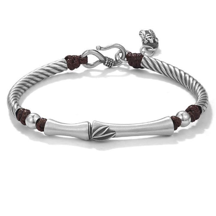 Pulsera de plata de ley 999 con diseño de bambú y suerte de cigarra - image 15