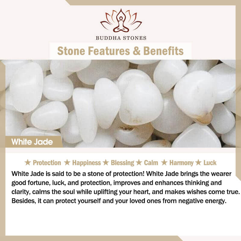 Pendientes de tuerca con bendición de jade blanco redondo de plata de ley 925 con Buddha Stones