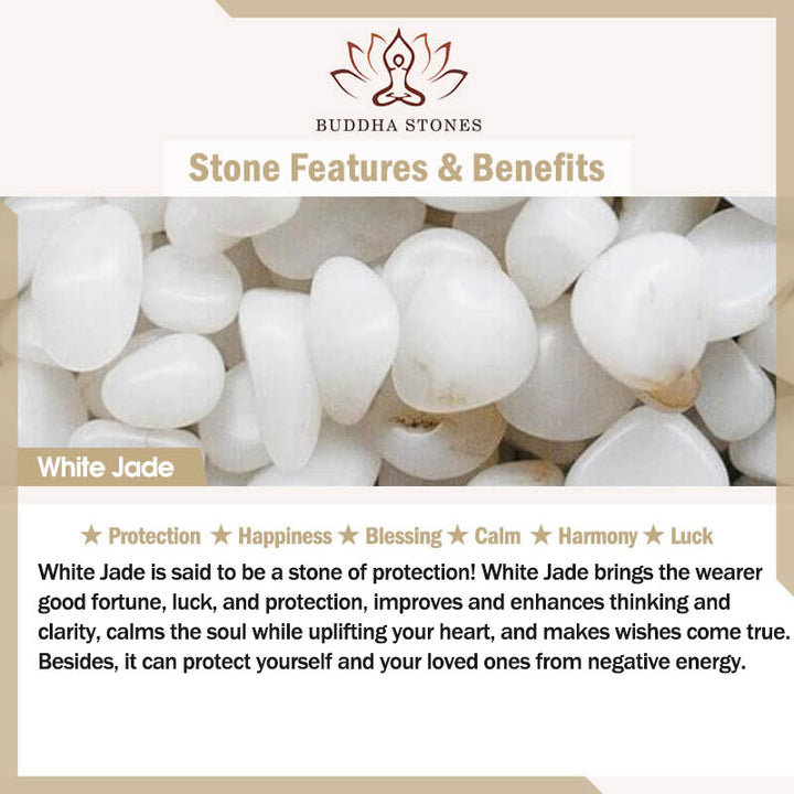 Pendientes de tuerca con bendición de jade blanco redondo de plata de ley 925 con Buddha Stones