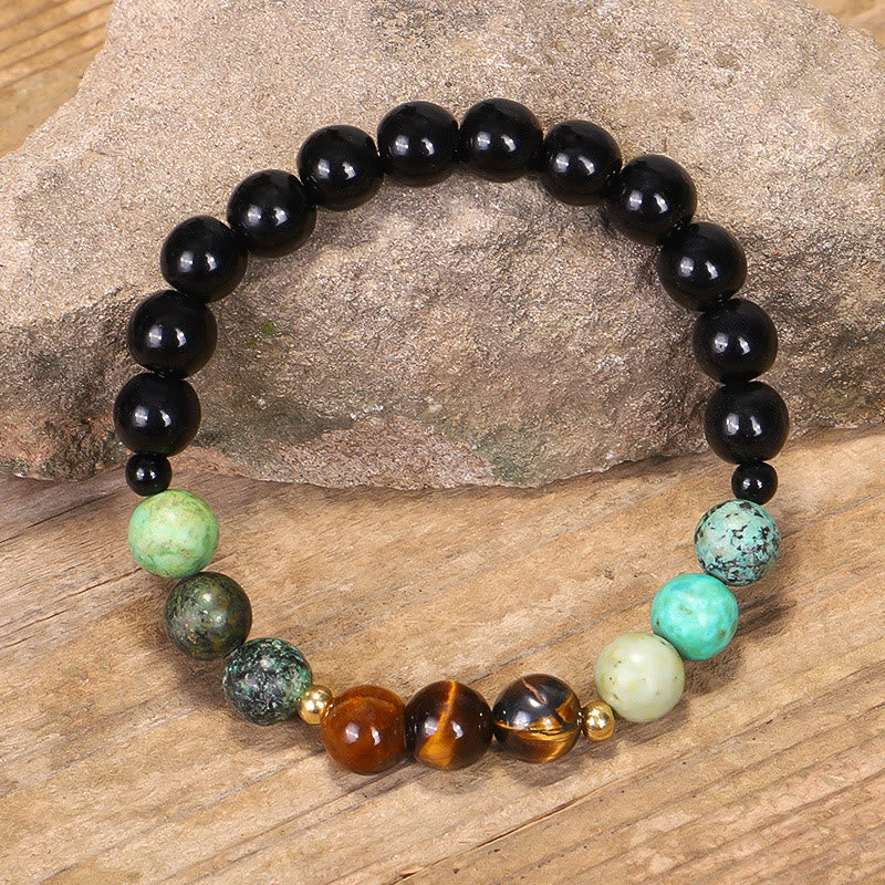 108 cuentas Mala piedra natural ojo de tigre turquesa protección fuerza pulsera collar