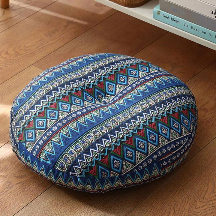 Cojín de asiento de meditación de lino con diseño Simple de loto, decoración para el hogar y la sala de estar - Desmontable - 40 cm x 10 cm - Azul acero - image 22