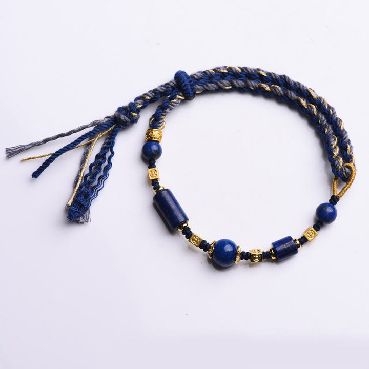 Pulsera de cuerda positiva con cuentas de lapislázuli y lazurita natural hecha a mano con Buddha Stones - image 7