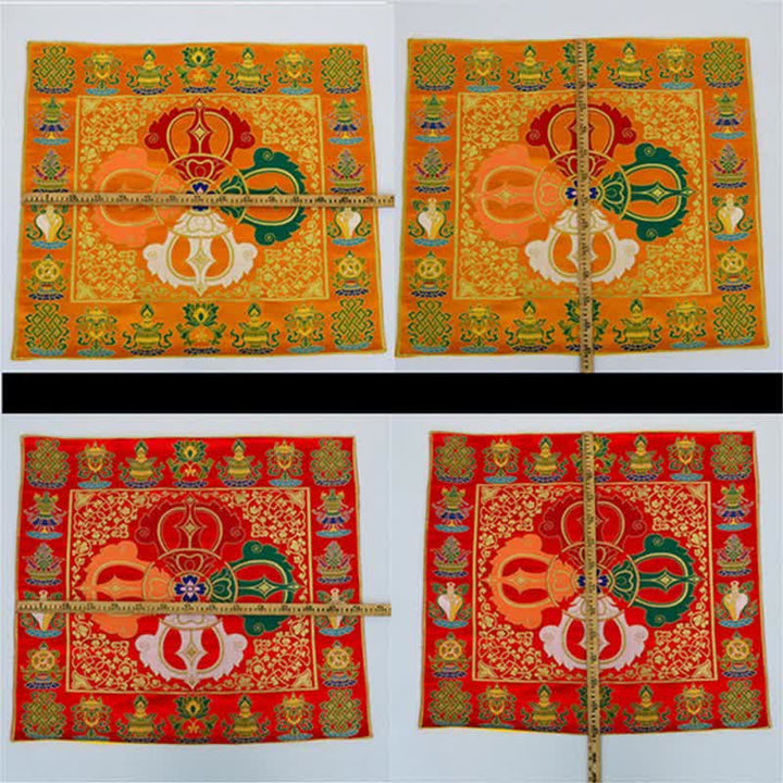 Tapete para altar de oración con nudo sin fin, tapete para meditación curativa, 8 símbolos auspiciosos, camino de mesa
