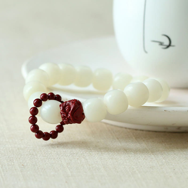 Buddha Stones Semilla Bodhi Natural Cinabrio Bailando León Encanto Sabiduría Armonía Muñeca Mala