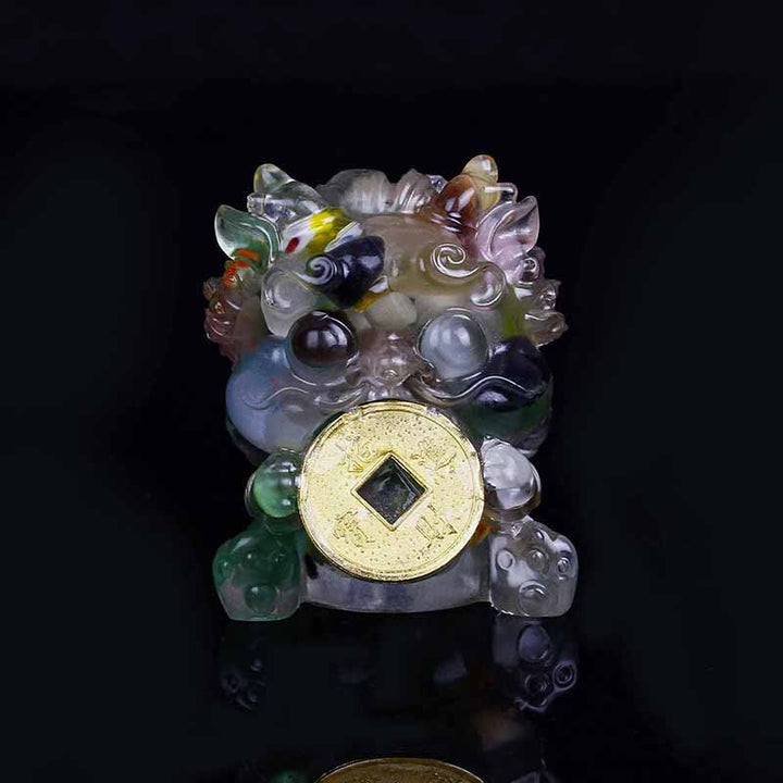Buddha Stones hechas a mano, moneda de oro PiXiu, cristal Fengshui, energía, fortuna, decoración del hogar