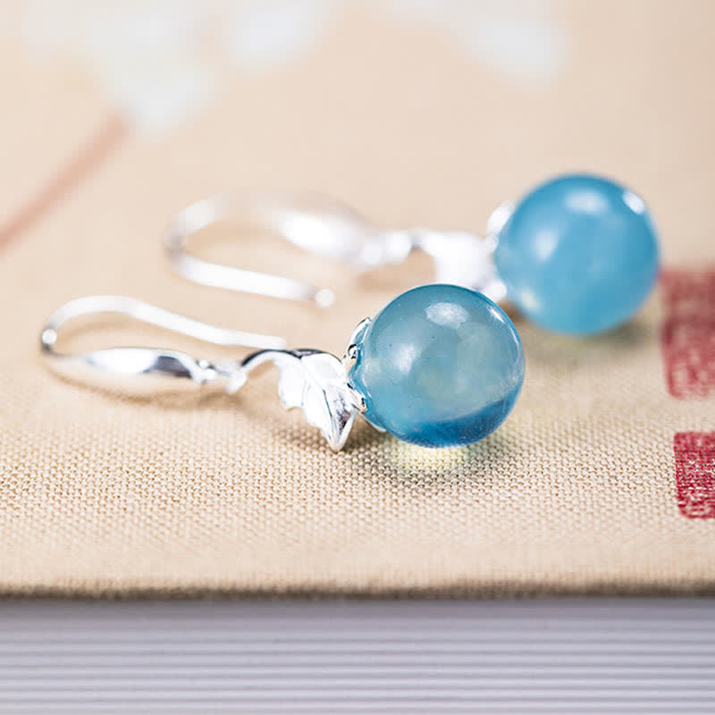 Collar con pendientes de plata de ley 925 con Buddha Stones , hoja de aguamarina natural, flor y paz - image 6