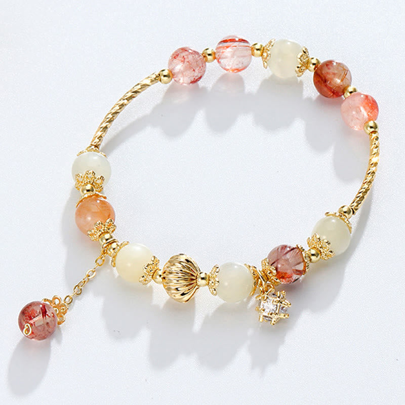 Pulsera de cuentas auspiciosas con circonita y ojo de gato de cuarzo rutilado colorido - Cuarzo rutilado (Auspiciosidad ♥Coraje) - image 1