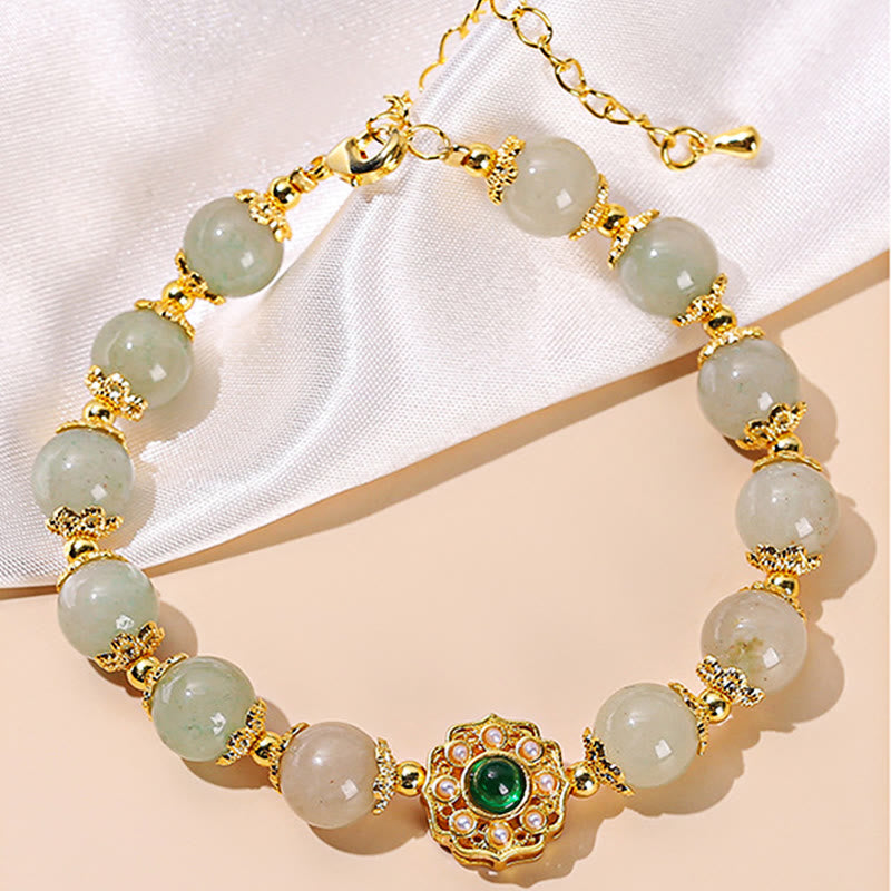 Pulsera de cadena con cuentas de prosperidad de jade natural con Buddha Stones