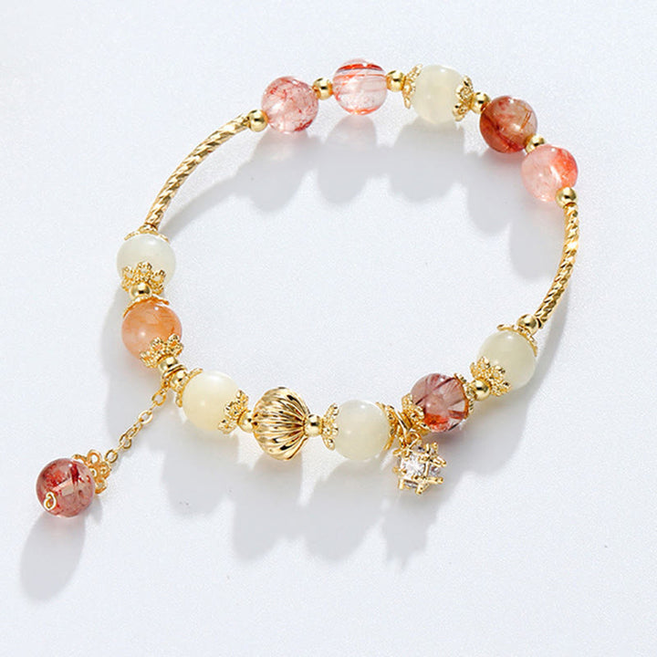 Pulsera de cuentas auspiciosas con circonita y ojo de gato de cuarzo rutilado colorido - image 6