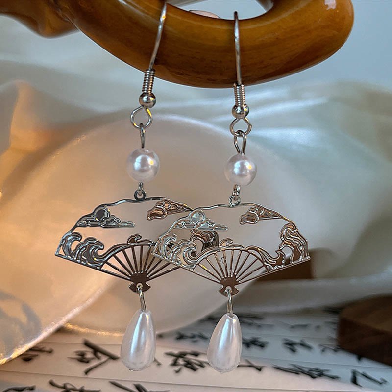 Pendientes colgantes curativos con perlas y nubes propicias, Buddha Stones