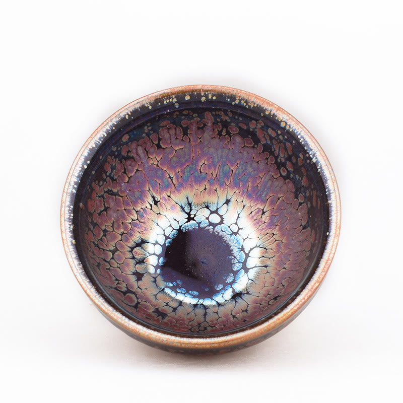 Taza de té de cerámica china Jianzhan, diseño de planta suculenta hecha a mano con Buddha Stones, taza de té Tenmoku Kung Fu