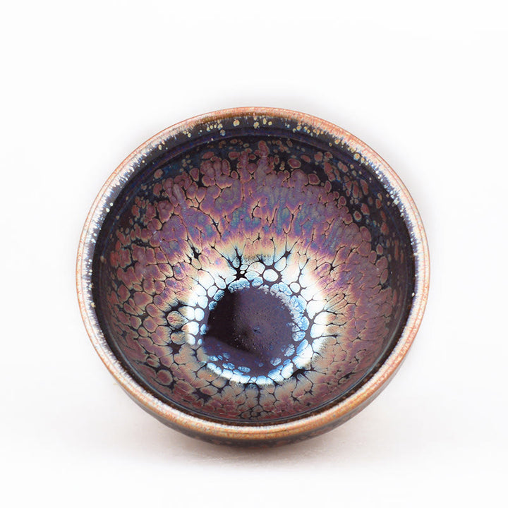 Taza de té de cerámica china Jianzhan, diseño de planta suculenta hecha a mano con Buddha Stones, taza de té Tenmoku Kung Fu