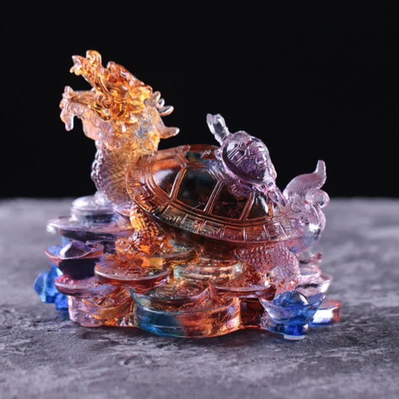 Buddha Stones Feng Shui, monedas de tortuga dragón hechas a mano, pieza de arte de la suerte de cristal Liuli, decoración para el hogar y la Oficina - image 6