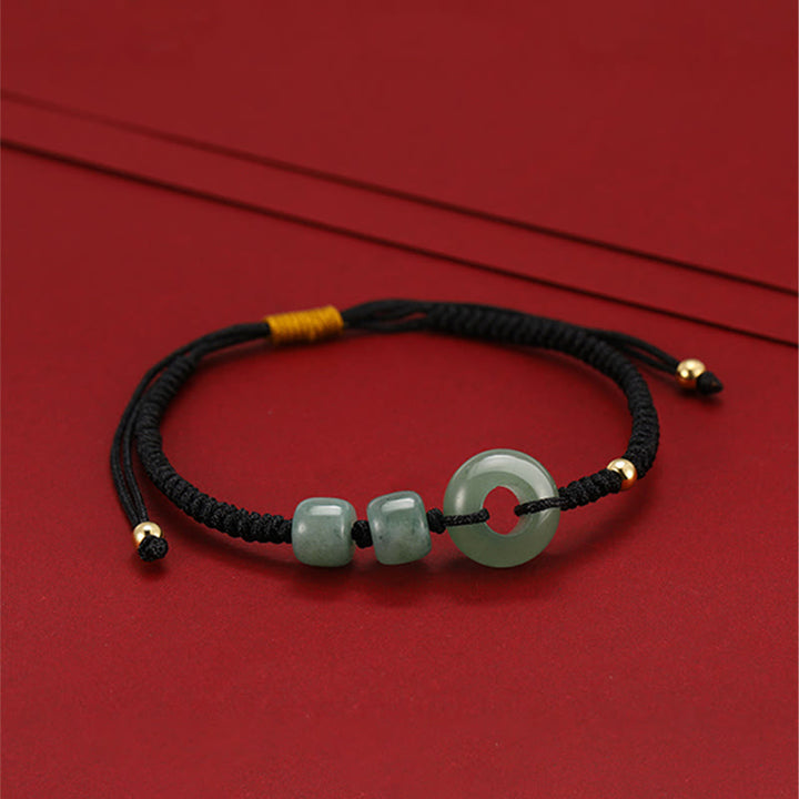 Buddha Stones, 2 uds., aventurina verde, Jade blanco, hebilla de la paz, pulsera trenzada para pareja de la suerte