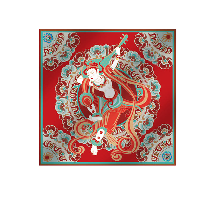 Buddha Stones Dunhuang rebote Pipa frescos voladores 100% bufanda de seda de morera chal Dunhuang de grado premium 6A