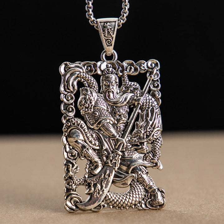 Colgante de collar de riqueza con Buddha Stones, dragón Guan Gong, nubes propicias