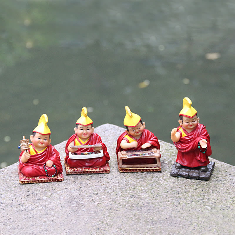 Buddha Stones pintadas a mano, figuras de Lama tibetanas talladas, adorno creativo para decoración del hogar, oficina y coche