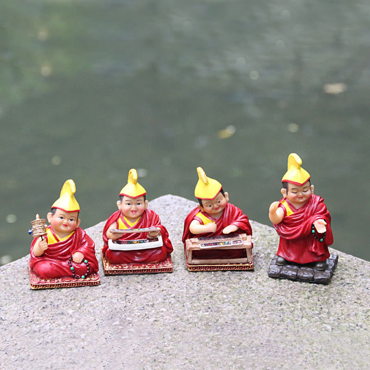 Buddha Stones pintadas a mano, figuras de Lama tibetanas talladas, adorno creativo para decoración del hogar, oficina y coche